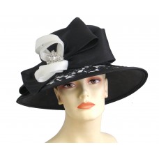 Mujer&apos;s Church Hat  Dress Formal Hat  Black/Ivory  H856  eb-28420713